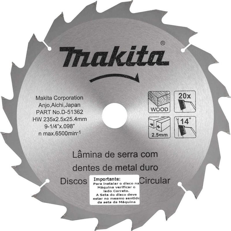 Lâmina de serra circular com dentes de metal duro, 235 mm x 25 mm, 20 dentes