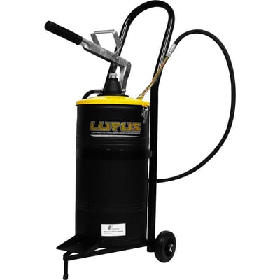 Bomba manual para graxa, tipo alavanca lateral, reservatório de 15 kg e carrinho acoplados, 7002-C