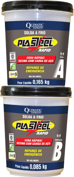 Massa epóxi curada com poliamidas, plasteel 1:1 massa rápida, 250 g