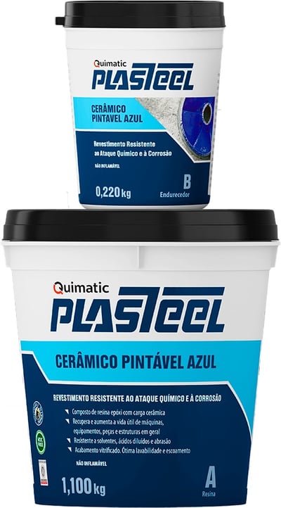 Revestimento cerâmico bi-componente, plasteel cerâmico azul, 1,32 kg, PC2