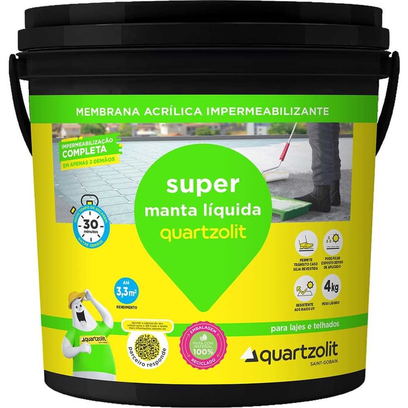 Manta líquida impermeabilizante, 4 kg, cinza, SUPER MANTA LIQUIDA