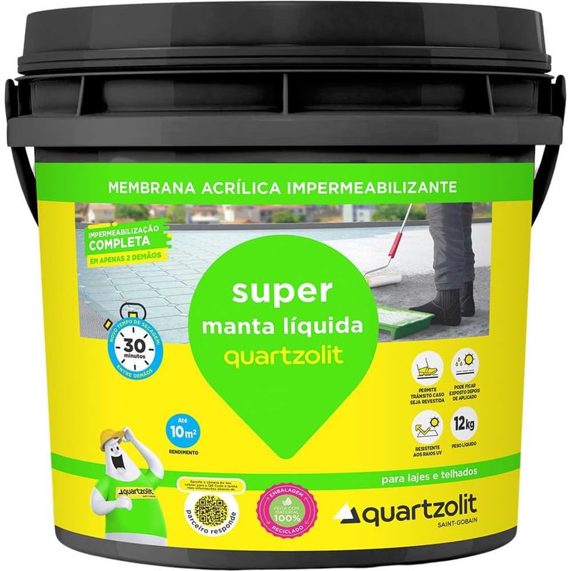 Manta líquida impermeabilizante, 12 kg, branco, SUPER MANTA LIQUIDA