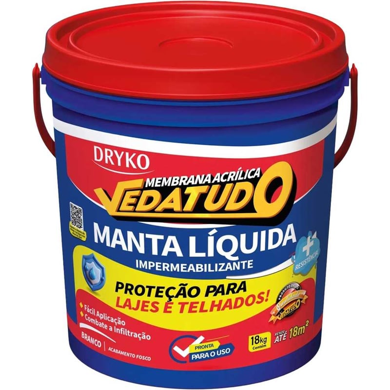 Manta líquida vedatudo de base acrílica, 18 kg, branca, MANTALIQ18-BD