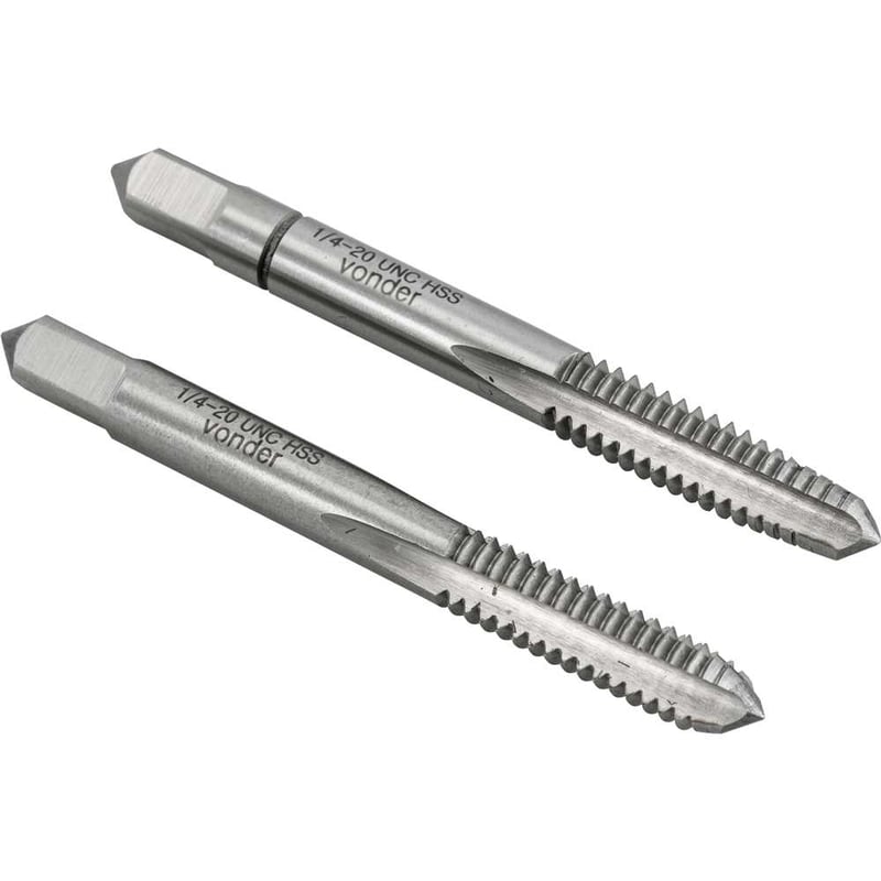 Macho manual de aço rápido 1/4" UNC, jogo com 2 peças
