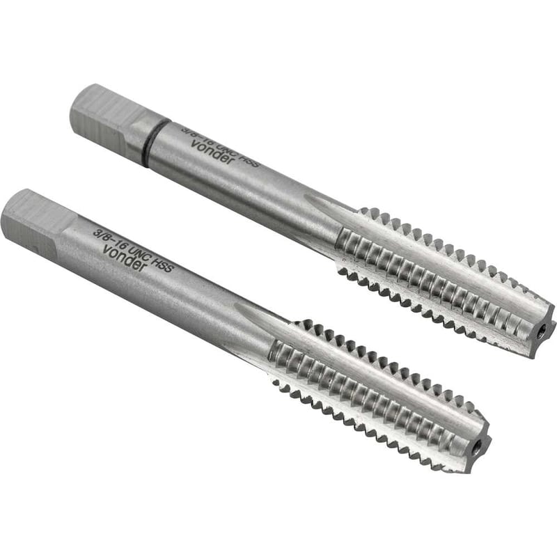 Macho manual de aço rápido 3/8" UNC, jogo com 2 peças
