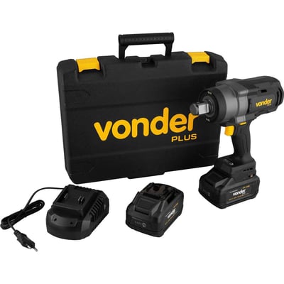 Chave de impacto, bateria 20 V, encaixe de 1", fonte de carregamento bivolt automático