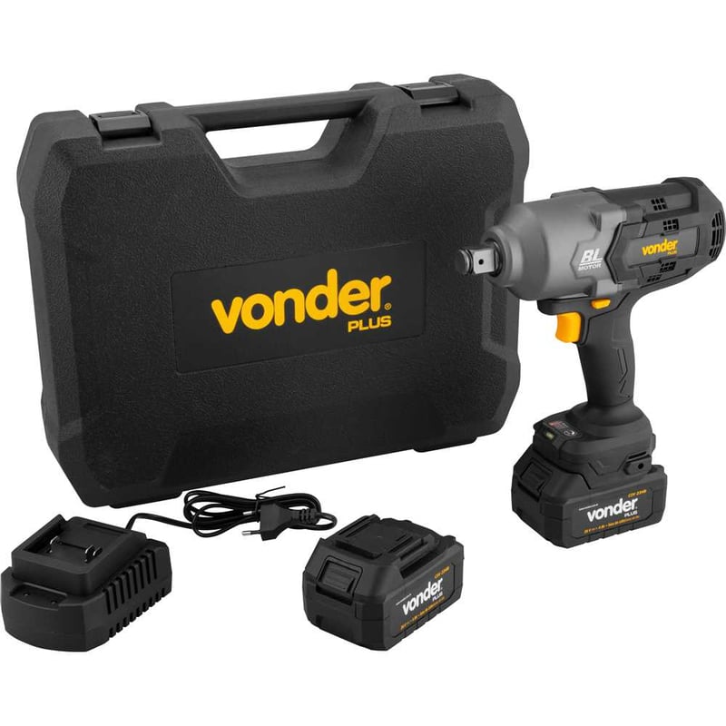 Chave de impacto, bateria 20 V, encaixe de 3/4", fonte de carregamento bivolt automático