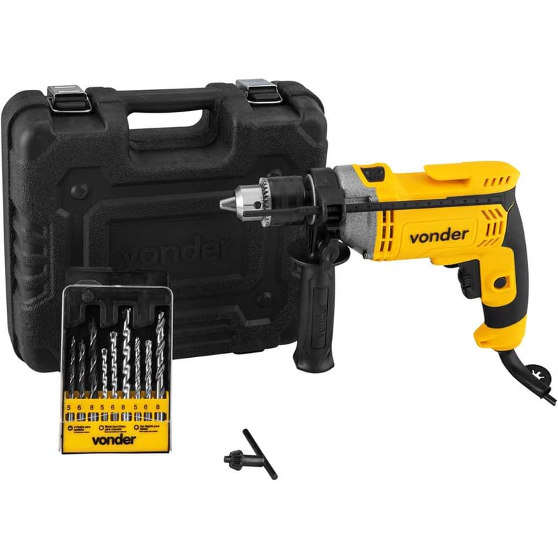 Furadeira de impacto 1/2", 710 W, 127 V~, com jogo de 9 brocas