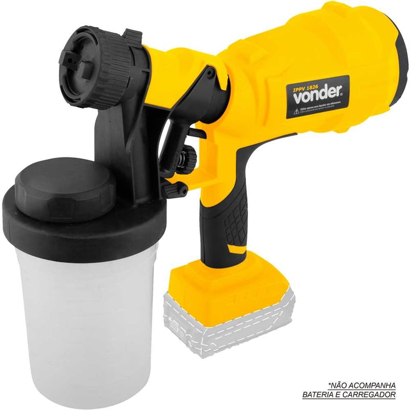 Pistola para pintura, bateria intercambiável de 18 V, sem bateria e sem carregador, IPPV 1826