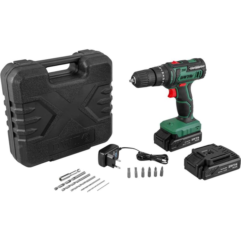 Parafusadeira/furadeira de impacto a bateria, 20 V, carregador bivolt automático