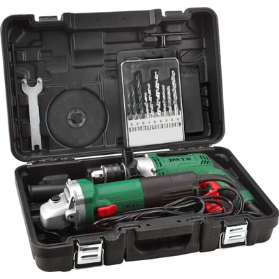 Conjunto esmerilhadeira de 4.1/2", 750 W e furadeira de 1/2", 710 W, 127 V~, com jogo de brocas e disco