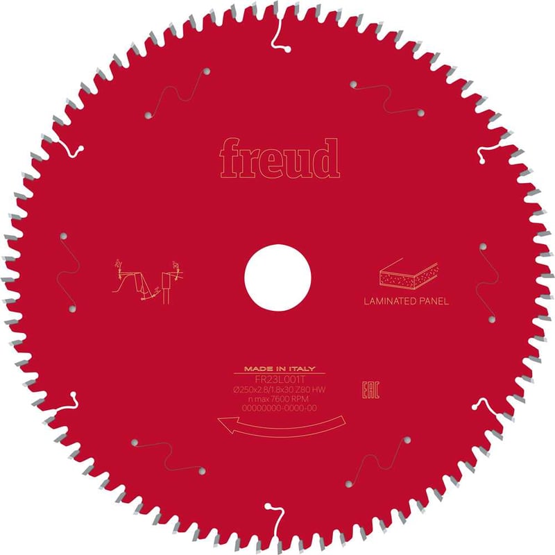 Lâmina de serra circular com dentes de metal duro, 250,0 mm x 30,0 mm, com 80 dentes, para MDF