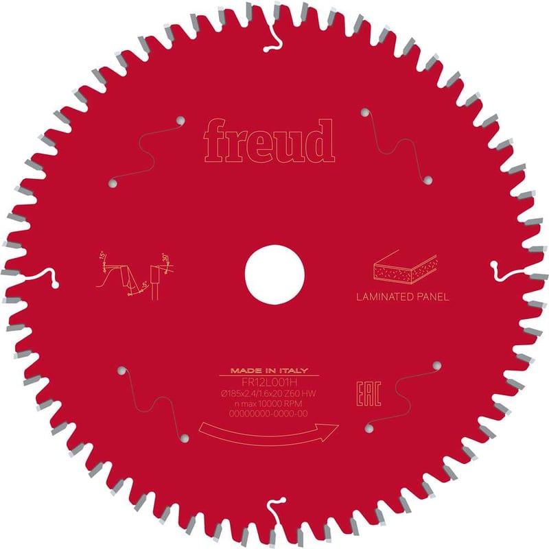 Lâmina de serra circular com dentes de metal duro, 184,0 mm x 20,0 mm, com 60 dentes, para MDF