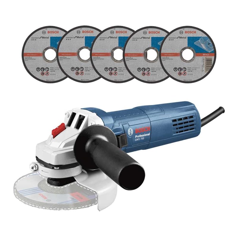 Esmerilhadeira angular 4.1/2", 710 W, 127 V~, GWS 700, com 5 discos, 06013A30D1