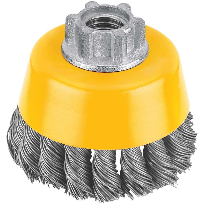 Escova copo em aço trançado, 75 mm, M14, fio 0,5 mm, 14.000 rpm, DW4910M