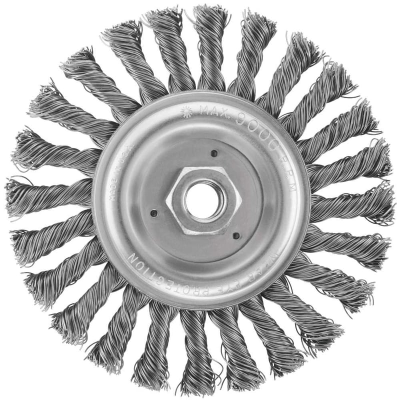 Escova circular de aço trançado, 152 mm, M14, 12.000 rpm, DW4937M