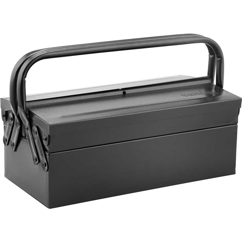 Caixa metálica sanfonada para ferramentas, com 3 gavetas, 40 cm x 19 cm x 16 cm