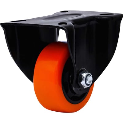 Rodízio fixo leve 2", série black, roda laranja, 50 kg