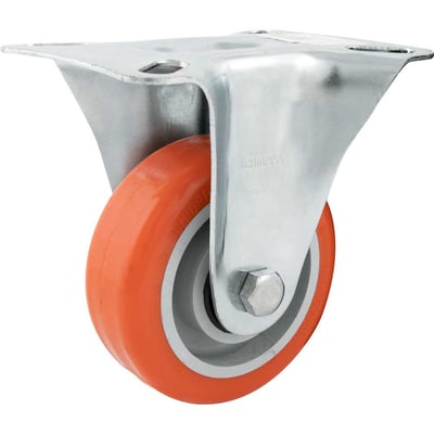 Rodízio fixo industrial leve 4", de poliuretano, laranja, FL 414 UPN