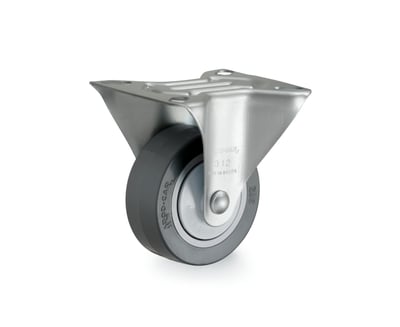 Rodízio fixo industrial leve 3", de borracha termoplástica, preto, FLR 312 BPC, RODCAR
