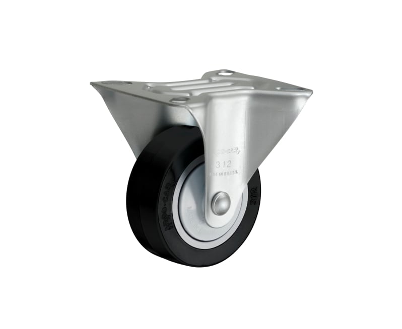 Rodízio fixo industrial leve 3", de polipropileno, preto, FLR 312 PPC, RODCAR