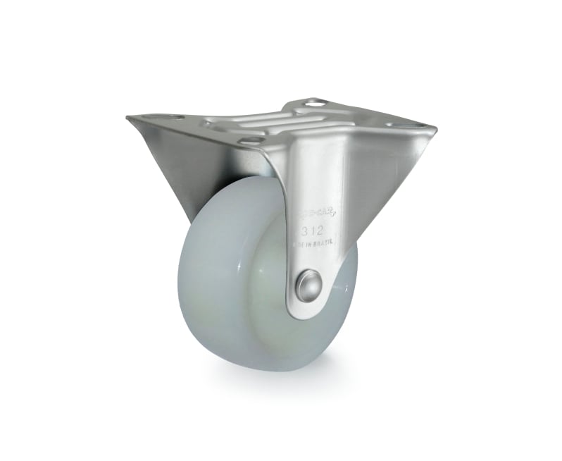 Rodízio fixo industrial leve 3", de nylon, branco, FLR 312 N, RODCAR