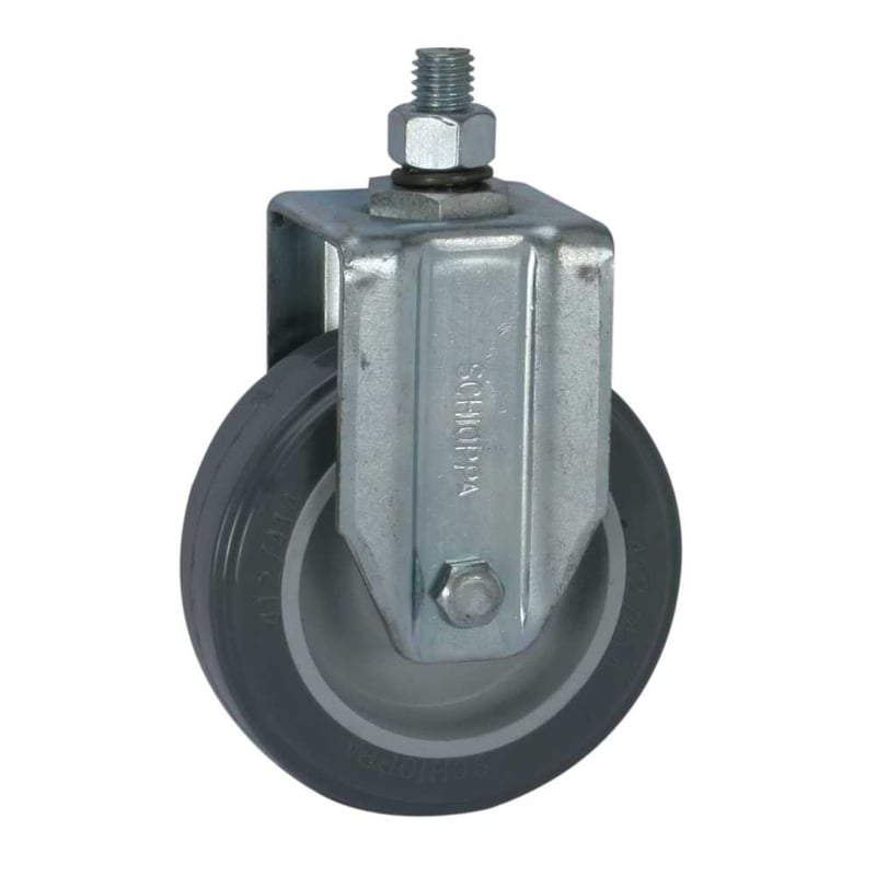 Rodízio fixo leve 4", de resina termoplástica, cinza, com rosca, FLE 412 BP