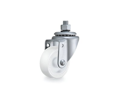 Rodízio giratório leve 2", de nylon, branco, com rosca, GRR 210 NN, RODCAR