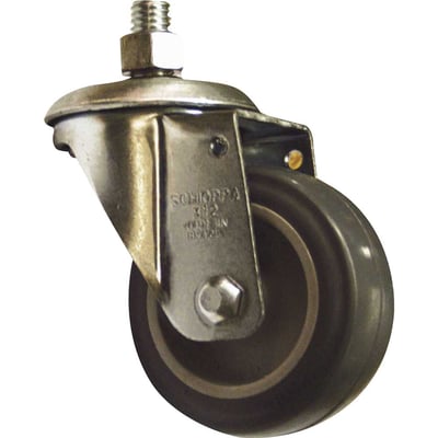 Rodízio giratório leve 3", de resina termoplástica, cinza, com rosca, GLE 312 BP