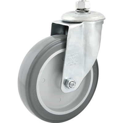 Rodízio giratório leve 5", de resina termoplástica, cinza, com rosca, GLE 512 BPE