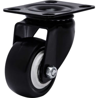 Rodízio giratório leve série black, base placa, 1.5/8", roda preta, 30 kgf, GLPB.1.5/8.BP.E