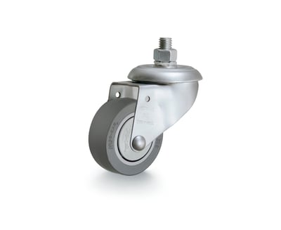Rodízio giratório leve 3", de resina termoplástica, cinza, com rosca, GRR 312 BPC, RODCAR
