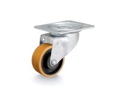 Rodízio giratório 3", de poliuretano e ferro fundido, laranja, GLR 312 UF RODCAR
