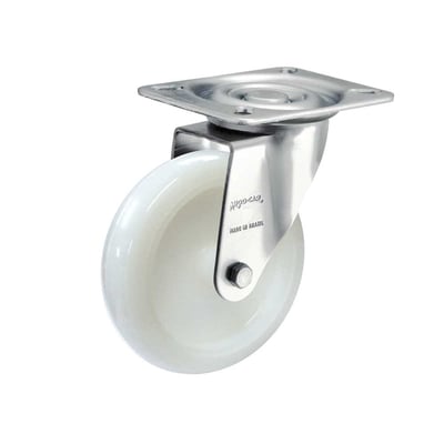 Rodízio giratório 4", de nylon, branco, GLR 412 N, RODCAR
