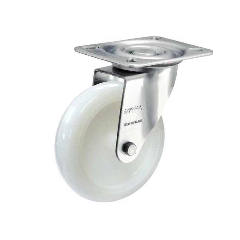 Rodízio giratório 4", de nylon, branco, GLR 412 N, RODCAR