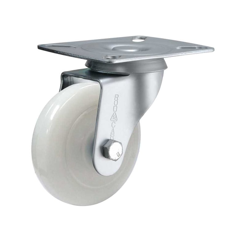 Rodízio giratório 4", de nylon, branco, GLR 414 NNNC, RODCAR