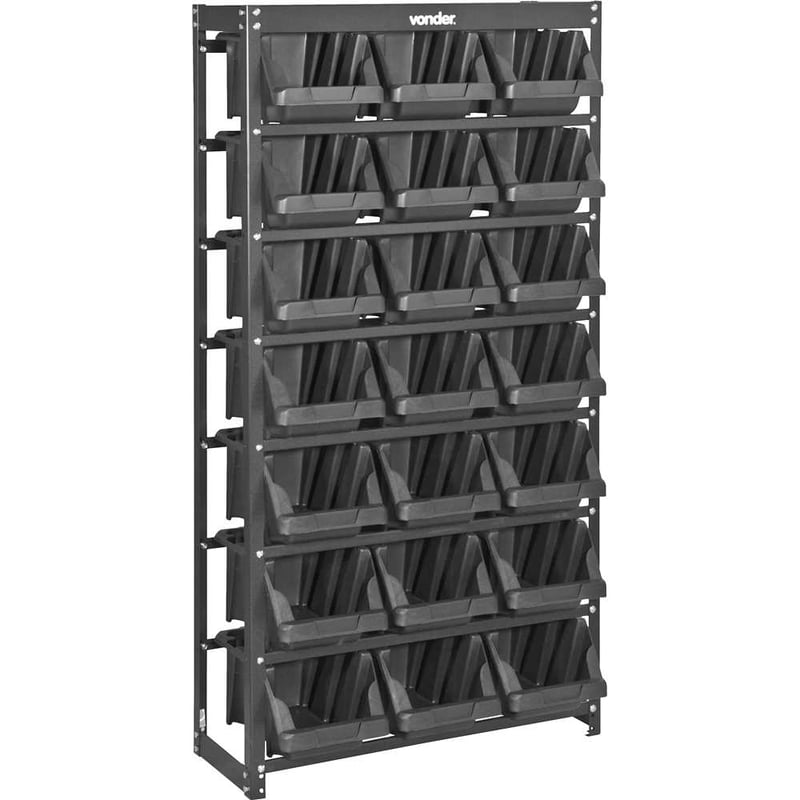 Estante metálica, com gaveteiros modelo prático preto, 21/7