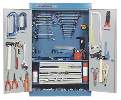 Armário de parede para ferramentas, 2 portas, 4 gavetas e 1 prateleira fixa, AM-2