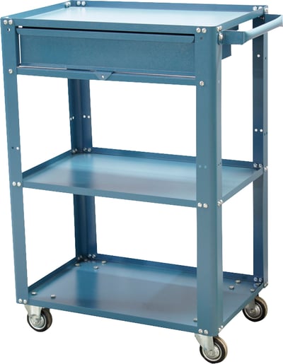 Carro para ferramentas, 60 cm x 40 cm x 89,8 cm, aberto, com 1 gaveta e 1 prateleira de regulagem, 75 kgf, azul