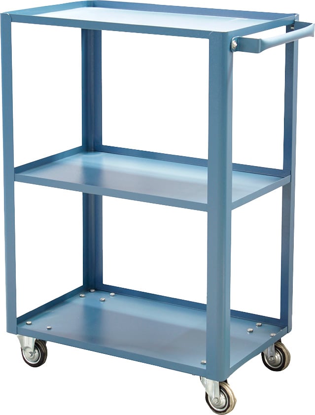 Carro para ferramentas, 60 cm x 40 cm x 89,8 cm, aberto, com 1 prateleira fixa, 75 kgf, azul