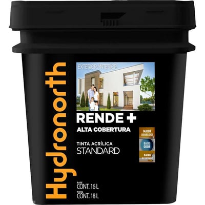 Tinta acrílica fosca, 18 litros, cor crômio, Rende + Alta Cobertura Standard