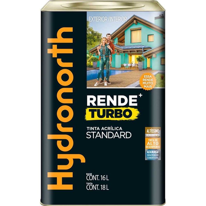 Tinta acrílica fosca, branco neve, 18 litros, Rende + Turbo Stardard