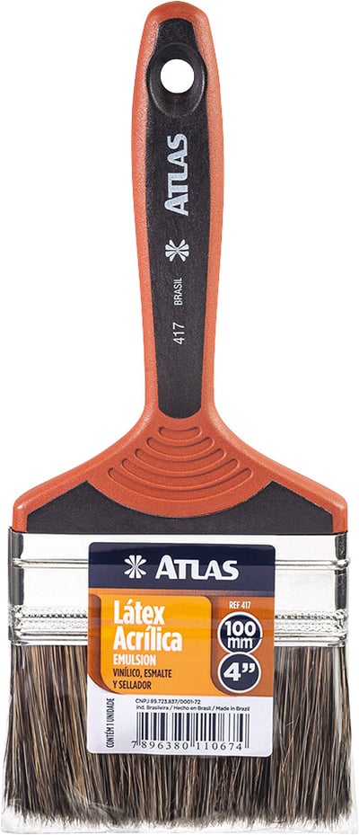 Pincel de cerda gris 4", para tintas látex e acrílicas, 417/9