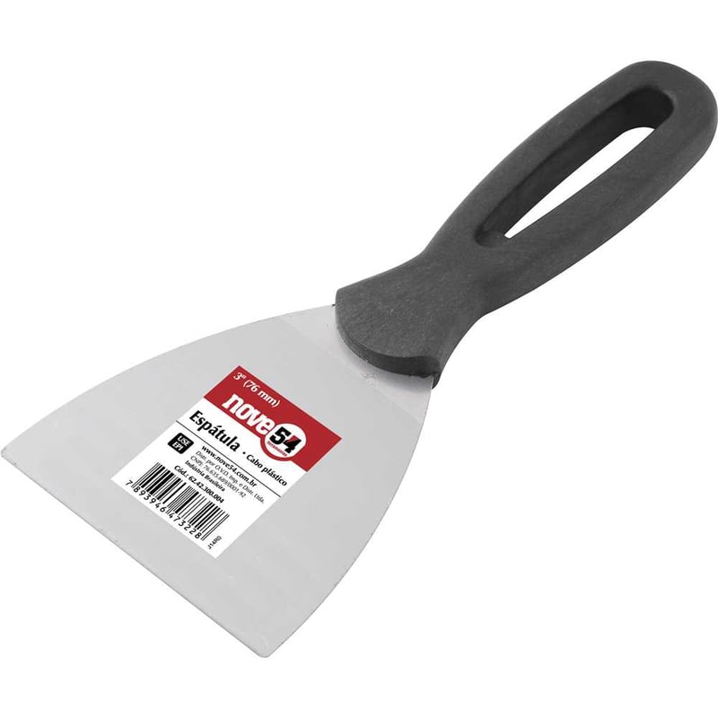 Espátula de aço, 3" - 76 mm, com cabo plástico