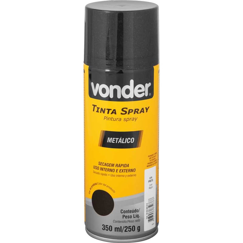 Tinta em spray metálico, preto, 350 ml/250 g