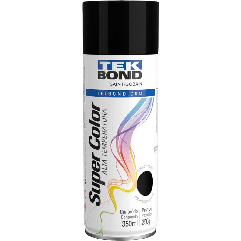 Tinta spray preto alta temperatura, 350 ml