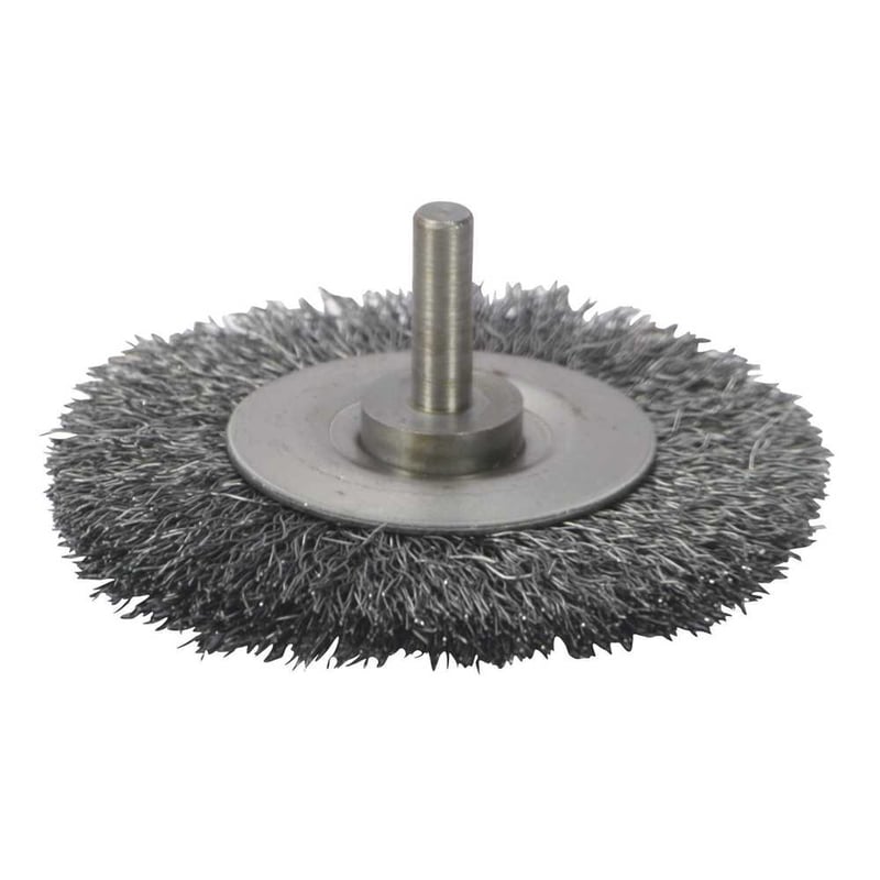 Escova circular aço ondulado 50 mm x 13 mm, haste 6 mm, fio 0,30 mm