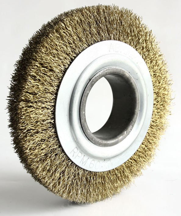 Escova circular de aço, ondulada, 100 mm x 19 mm Furo 13 mm prensada, fio 0,40 mm