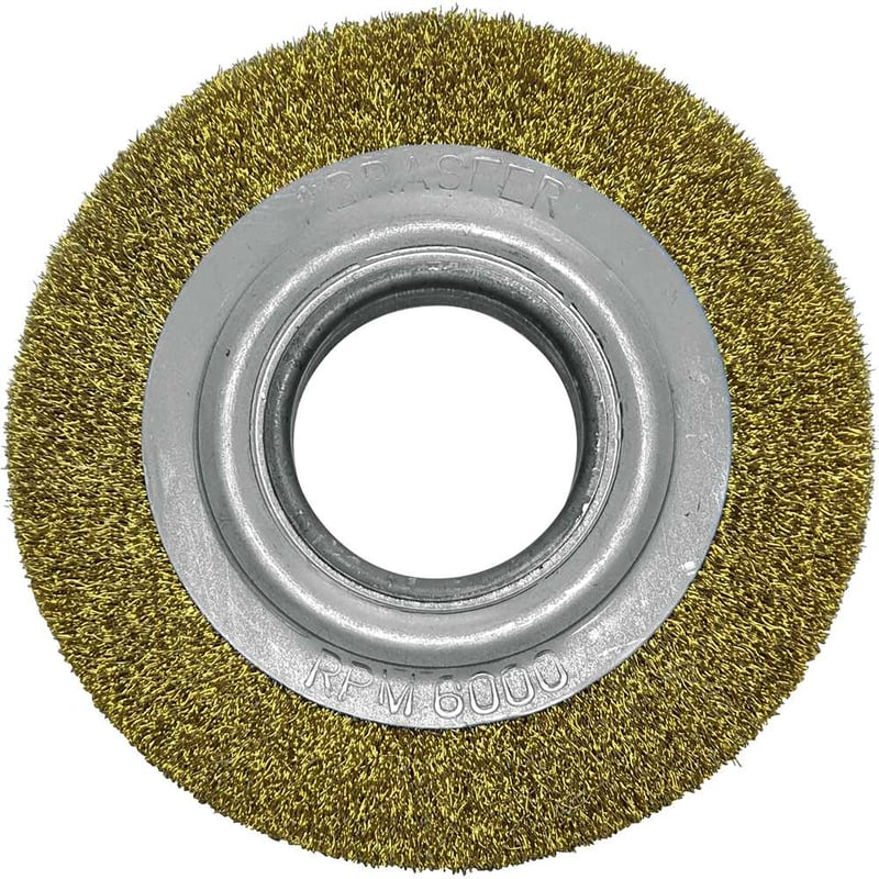 Escova circular de aço, ondulada, 125 mm x 19 mm Furo 13 mm prensada, fio 0,30 mm