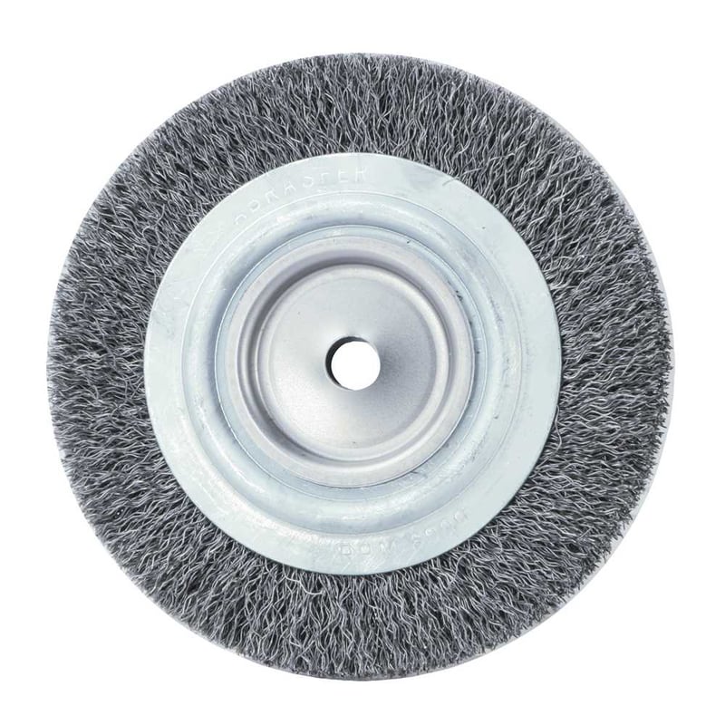 Escova circular de aço, ondulada, 150 mm x 25 mm Furo 13 mm prensada, fio 0,40 mm